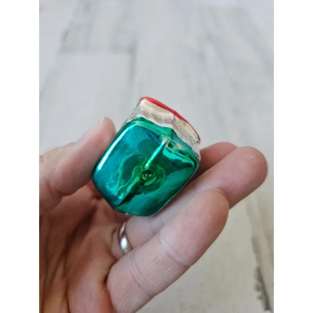 Vintage‎ Mercury glass house spiral red green mini ornament set Xmas tree